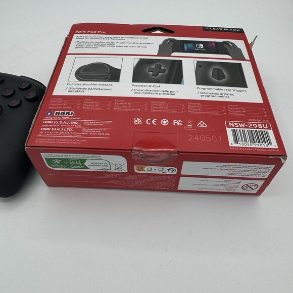 Hori Split Pad Pro Controller for Nintendo Switch Clear Black Open Box - Picture 10 of 16